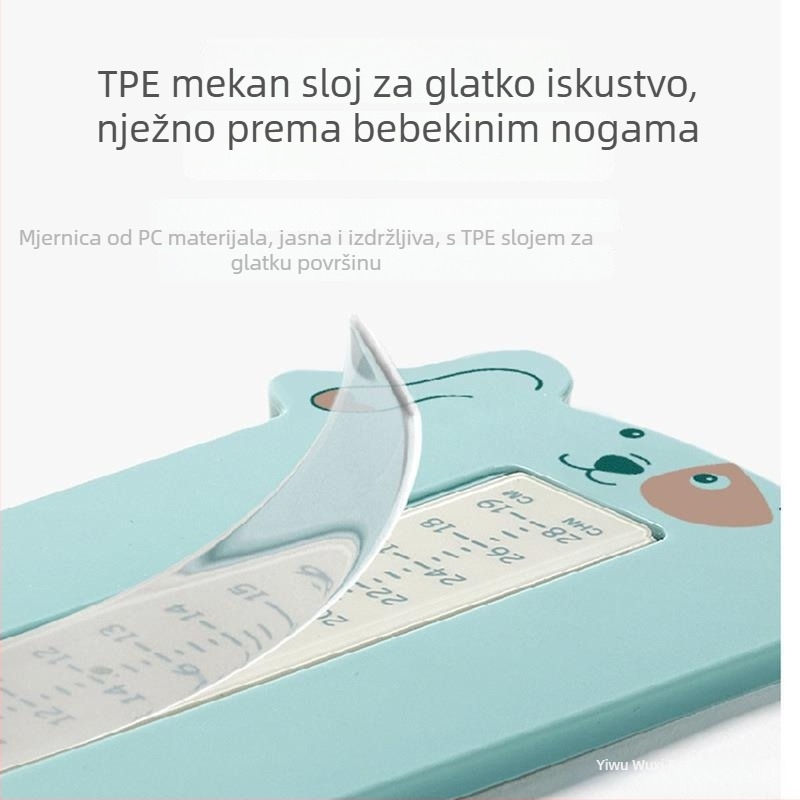 Dječji mjerač dužine stopala, ABS materijal, raspon mjerenja 0–19 cm, paket od 100 komada, kućna uporaba