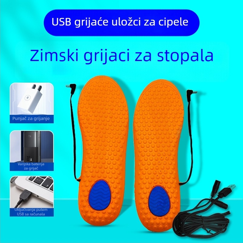 Zimske 5V USB grijaće uloške za cijelo stopalo, s plišanim podstavkom, vodootporne