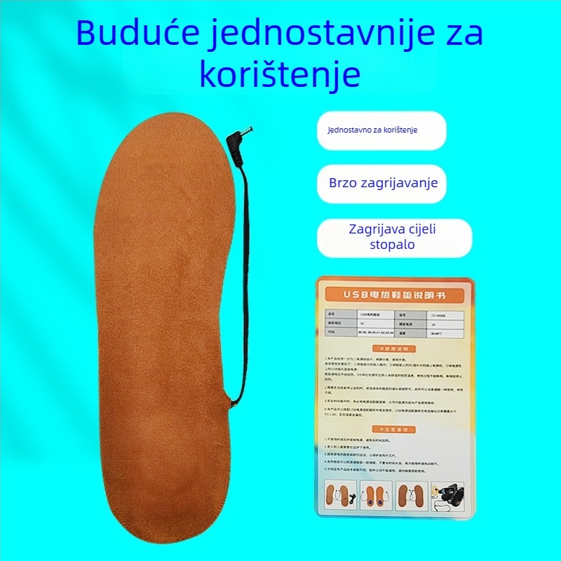 Zimske 5V USB grijaće uloške za cijelo stopalo, s plišanim podstavkom, vodootporne