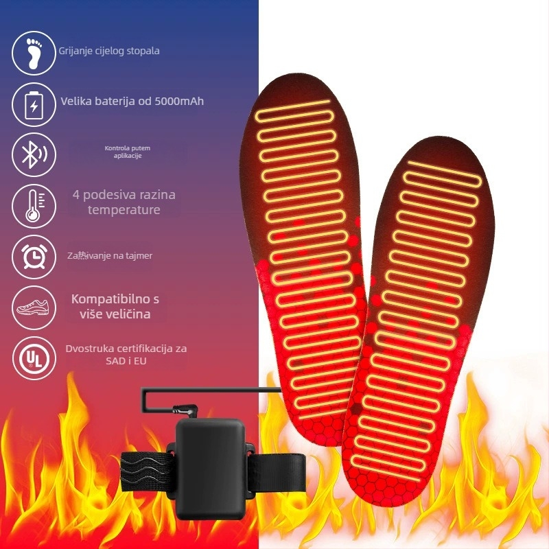 Ky-111 Inteligentna grijaća uložak za cipele, EVA materijal, cijeli ulošak, pogodan za platnene cipele i tenisice, 3 razine temperature