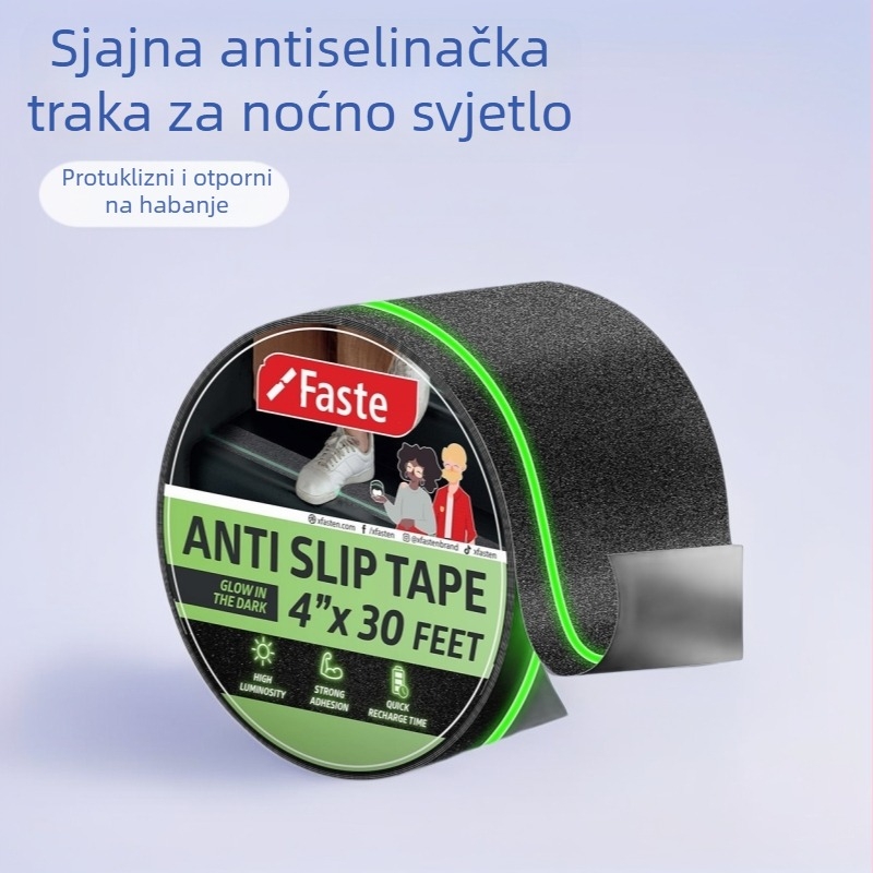 Svjetleća protuklizna traka za stepenice i kupaone, PET mat površina, ljepilo na bazi gume, 60 N/m, -20°C do 100°C