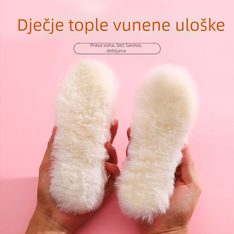Dječje uloške od ovčje kože, cijela uloška, topli, stil Wool Insole 2, pogodni za tenisice, kožne cipele, čizme, casual i radne cipele