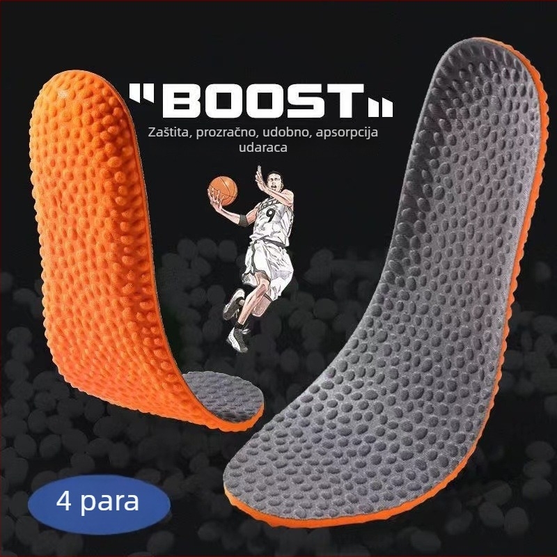 Unisex ulošci za sportske tenisice s debelim zračnim jastučićima, koji ublažavaju udarce, prozračni, dezodorizirajući i upijajući znoj, pogodni za košarku i svakodnevni sport.