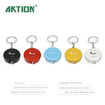 Ankexin mini mjerač trake za ključeve, duljina 1,5 m, plast, mjerenje struka i veličine odjeće, prijenosno