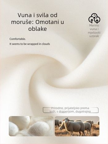 Široke hlače od vune i poliestera s flecom, visokim strukom, debeli zimski model 2025, ležerni stil