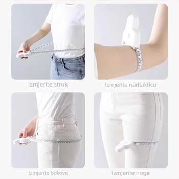 Trodimenzionalna mjerač tijela — opseg struka, bokova, nadlaktice i prsa — plastični materijal — raspon mjerenja 130 cm — kućna upotreba