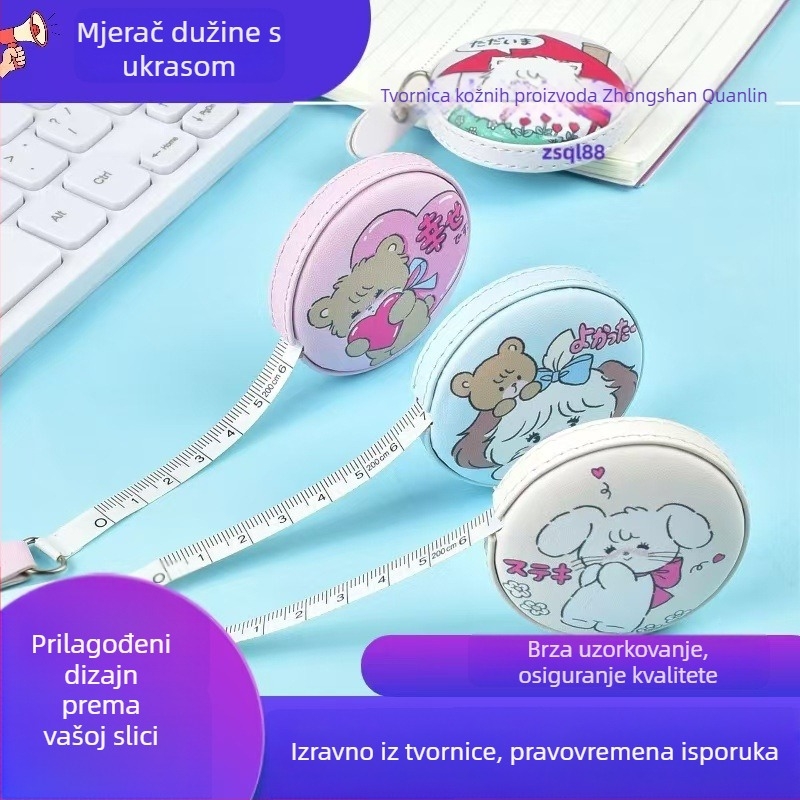 Meka mjerna traka za tijelo, mini prijenosna, raspon mjerenja 2 m, PU koža + vlaknasta traka + ABS; marka QL; model Aa2581; za kućnu svakodnevnu upotrebu