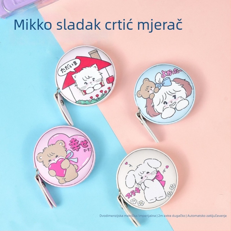 Meka mjerna traka za tijelo, mini prijenosna, raspon mjerenja 2 m, PU koža + vlaknasta traka + ABS; marka QL; model Aa2581; za kućnu svakodnevnu upotrebu