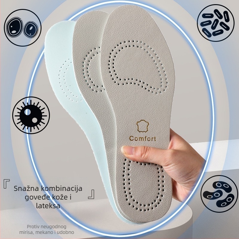 Uložci za obuću od prave kože i lateksa – unisex, upijaju znoj, prozračni, ublažavaju udarce, pogodni za sportske cipele, kožne cipele, čizme i casual obuću, sve sezone