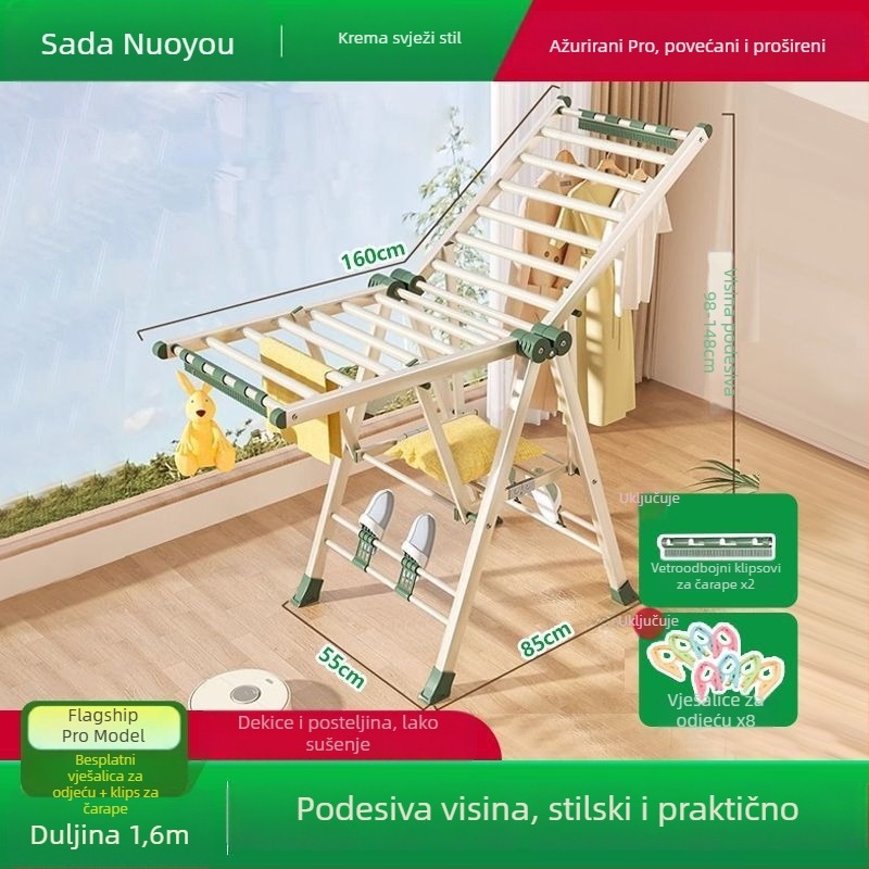 Sklopiva sušilica za odjeću bez montaže, podna, od ugljične čelika, za odjeću i hlače