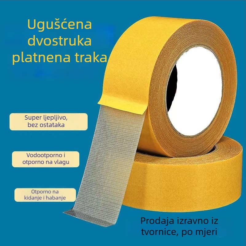 Dvostrana ljepljiva traka s platnom za montažu namještaja, 1 mm debljina, -20 do 80 °C, sustav ljepila: duct tape, serija Spring Couplets Glue Series
