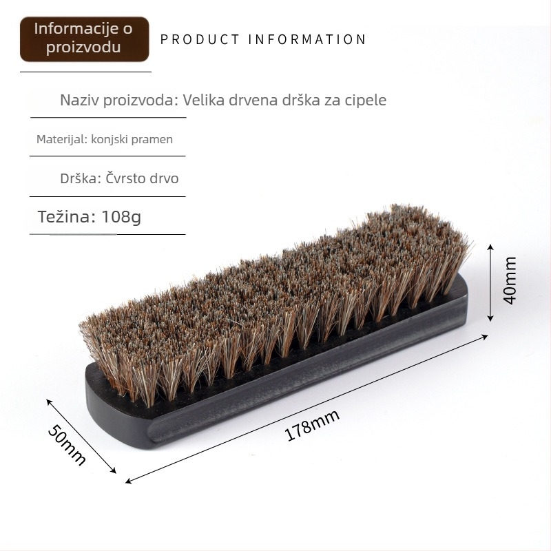 Četka za cipele od konjske dlake, s spužvom, alat za njegu cipelja za čišćenje i dekontaminaciju; materijal: drugi