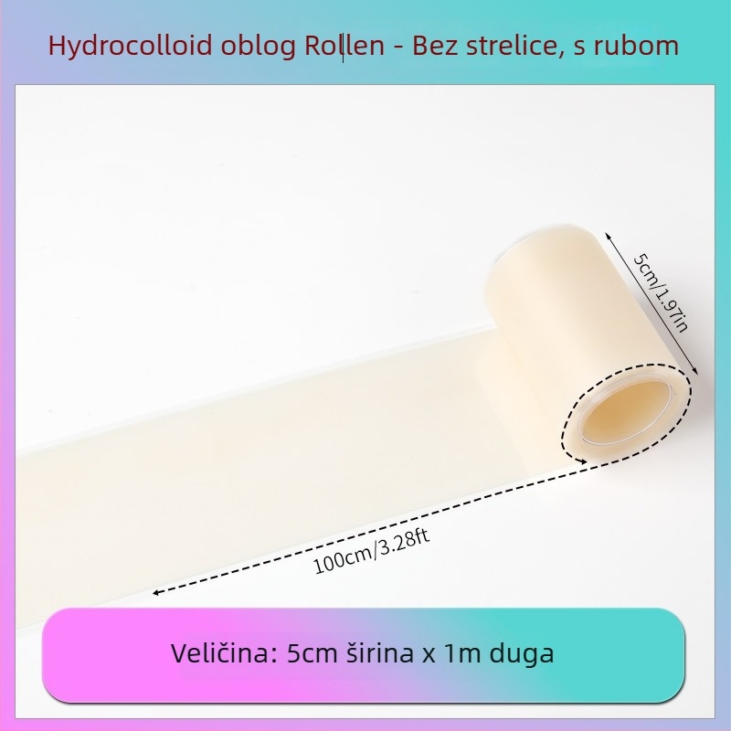Hidro-koloidni zavoj u roli s rubom za petu, debljina 0,3 mm, hidro-koloidni materijal, mogućnost ispisa logotipa, prilagodba dostupna