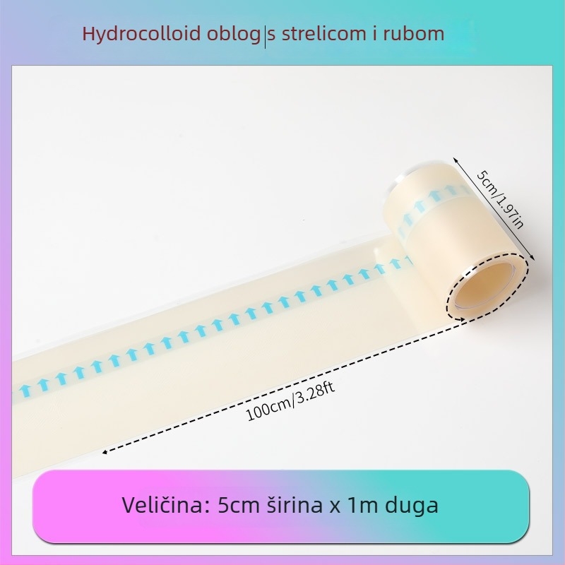 Hidro-koloidni zavoj u roli s rubom za petu, debljina 0,3 mm, hidro-koloidni materijal, mogućnost ispisa logotipa, prilagodba dostupna