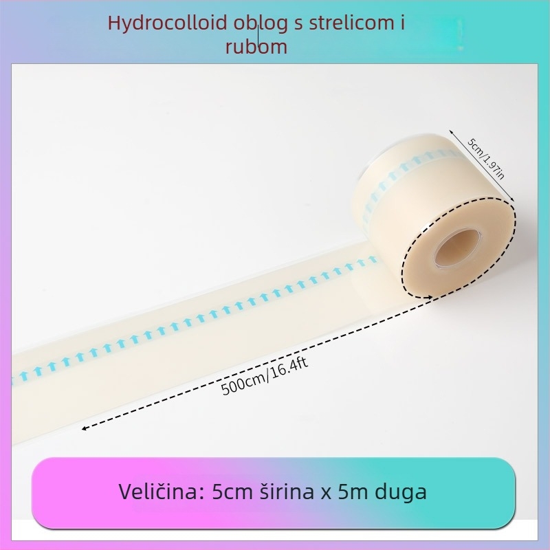 Hidro-koloidni zavoj u roli s rubom za petu, debljina 0,3 mm, hidro-koloidni materijal, mogućnost ispisa logotipa, prilagodba dostupna