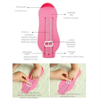 Plastični mjerač duljine stopala za bebe i djecu predškolske dobi, unutarnja duljina cipela, univerzalni mjerač za kućnu upotrebu