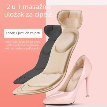 2-u-1 ulošak za petu s masažnim pločicama, za žene, prozračan, upija znoj, dezodorira, podrška svodu, ublažava udarce i protuklizna površina.