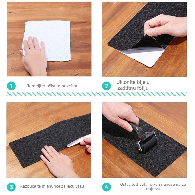Protuklizni trak za stepenice - PVC trakica, akrilno ljepilo, vodootporna i otporna na habanje, visoka otpornost na klizanje, otisak: Watch Your Step, temperaturni raspon -40 do 120°C