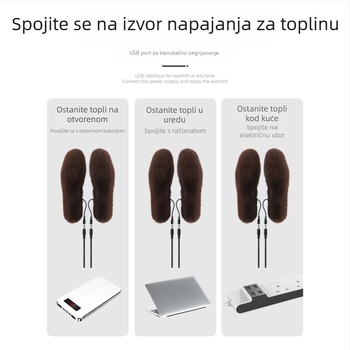 USB napajani grijani ulošci za stopala — TPES materijal, cijeli ulošci s apsorpcijom udaraca, pogodni za platnene cipele, unisex, za proljeće