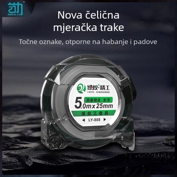 Čelična mjerna traka za kućnu upotrebu, teška konstrukcija, otporna na habanje, magnetska, automatsko uvlačenje