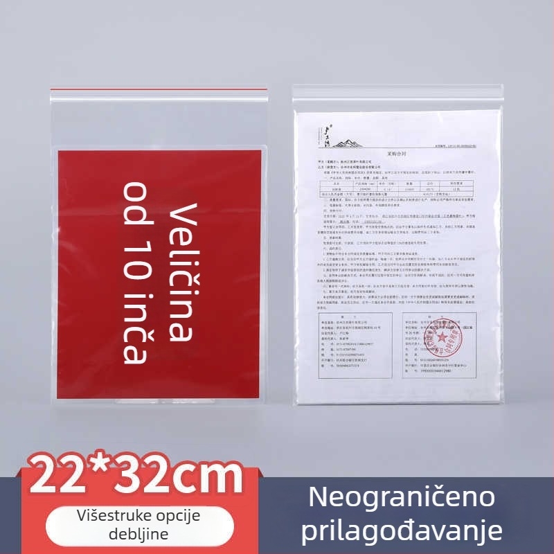 22×32 prozirna samouzavršavajuća vrećica za dokumente A4, debeli plastični zatvarač za pohranu