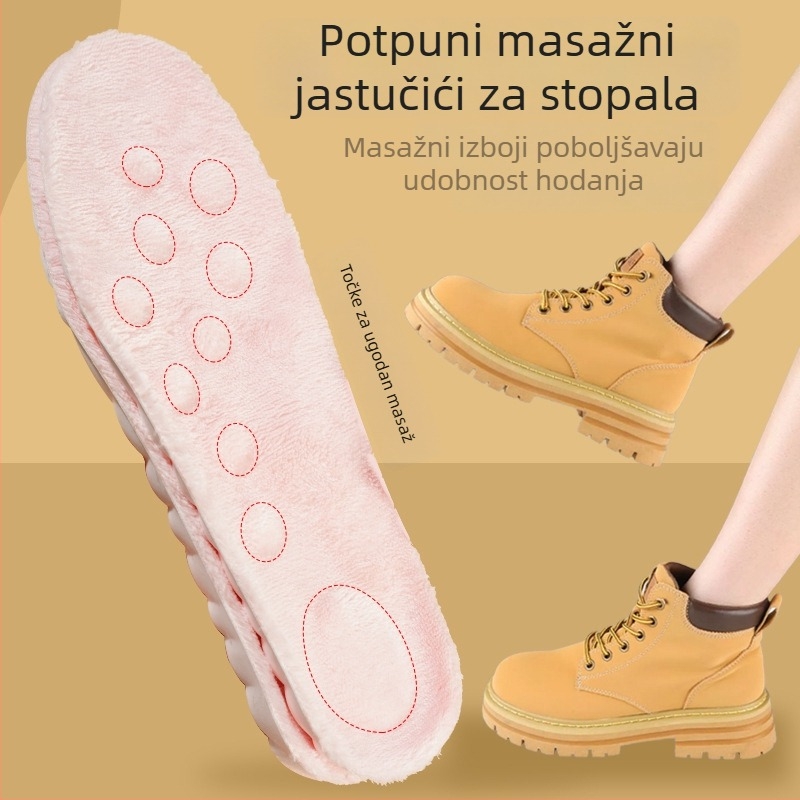 PU uložak za cipele, model 2219-fleece-lined, topao s apsorpcijom znoja i masažom, pogodan za tenisice, čizme, casual i radne cipele, zima