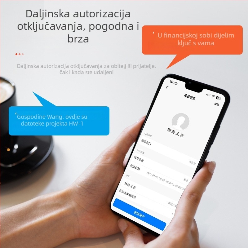 Brava za ladicu ormarića za dokumente s Bluetooth upravljanjem putem aplikacije i daljinskim otključavanjem, ABS materijal, model B-P-08
