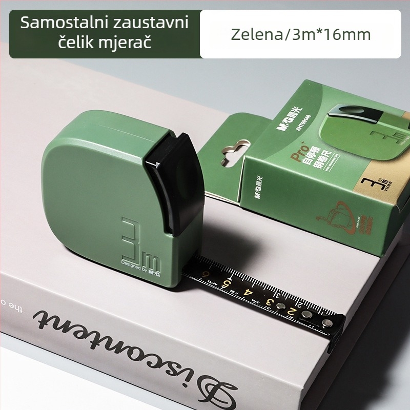 Mjerni trak s automatskim zaključavanjem, čelična traka, zaštita ruke od posjekotina, izdržljiv dizajn u kućištu