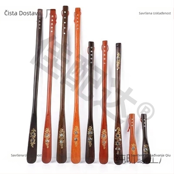 Shoehorn od Ebony drva s dugim držačem, ukrašen školjka; Kod Xh63t7ws; Vrsta: Shoehorn; Pogodno za proljeće i jesen.