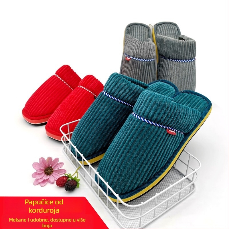 Unisex pamucne kućne papuče, debeli topli protuklizni potplat od pjene, papuče za prste, za parove