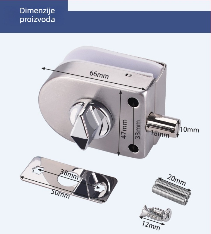 East Worster DT-021/022B brava za vrata od kaljenog stakla za bezokvirna staklena vrata, materijal: hladno valjana čelič, stil: moderni minimalizam