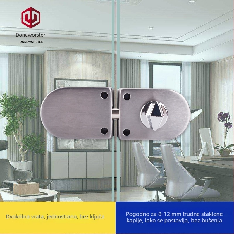 East Worster DT-021/022B brava za vrata od kaljenog stakla za bezokvirna staklena vrata, materijal: hladno valjana čelič, stil: moderni minimalizam