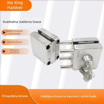 Kvadratna brava za staklena vrata, od 304 nehrđajućeg čelika, za staklena vrata, moderni minimalistički dizajn