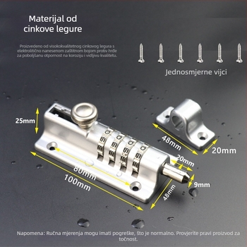 HD09 Brava na lozinku za vanjska drvena vrata, nehrđajući čelik i cinkova legura, JINHAO