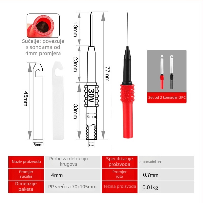 Musen Hall probe za testiranje automobilskih električnih krugova s univerzalnim produženim vrhovima za multimetar
