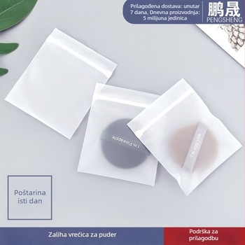 Torba za pakiranje pudernog puffa s matiranim CPE premazom, zatvarač za kozmetičke alate, duljina zatvaranja po narudžbi, podrijetlo: Kina, Guangdong, Guangzhou