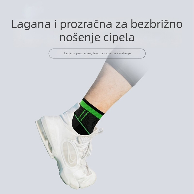 Gležan stabilizator s kompresijskim remenom, prozračni pleteni materijal, za trčanje na otvorenom, za odrasle