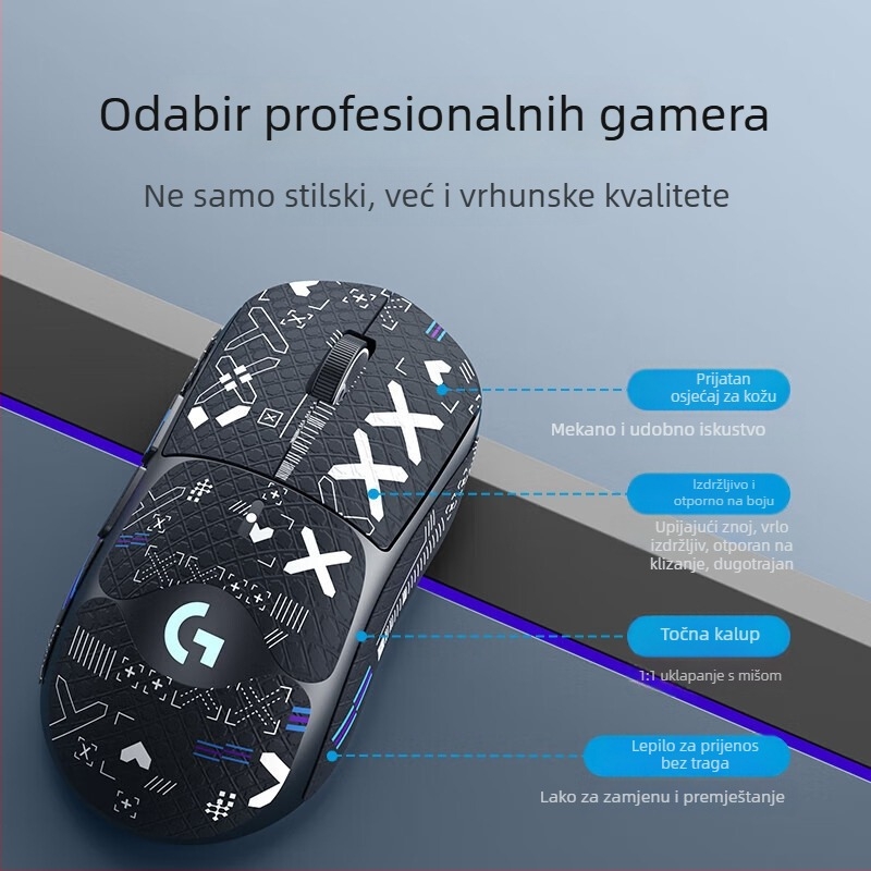 GPW1/2 generacije gaming miša naljepnica – protuklizna, otporna na znoj, ugodan dodir, 3M uklonjivo ljepilo