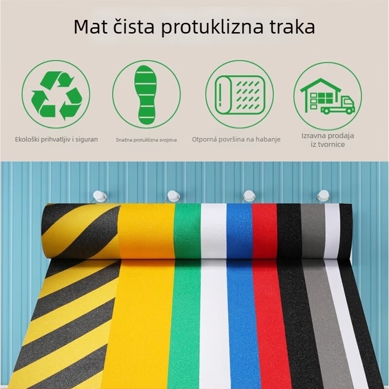 PVC protuklizna traka za stepenice i označavanje podova, debljina 0,8 mm, duljina 5 m, akrilno ljepilo, otporna na habanje