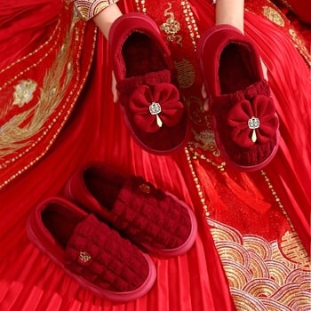 Vjenčane papuče za parove – debeli potplat 1,5–3,5 cm, gornji dio od pamuka, topli, protuklizni potplat, PVC đon