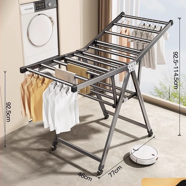 Slobodno stojeća sušilica za odjeću, aluminijska legura, sklopiva, oblik krilo, moderni minimalistički stil