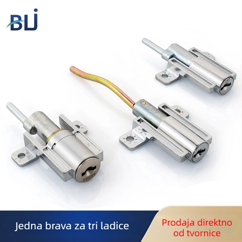 BLJ 62119 Brava za ormar s tri ladice, cilindar od cinka legure, za ormariće s tri ladice i podatkovne ormariće, moderni minimalistički dizajn