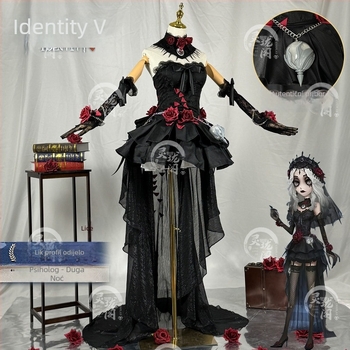Identity V cosplay: psihologinja, duga haljina Witch Night s perikom i cipelama, saten materijal, proljeće 2026, anime uloge u igrama, korejski stil