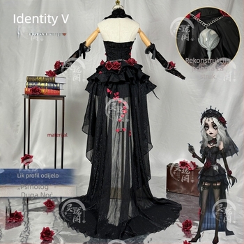 Identity V cosplay: psihologinja, duga haljina Witch Night s perikom i cipelama, saten materijal, proljeće 2026, anime uloge u igrama, korejski stil