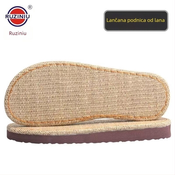 Ručno pletene lanene sandale s klinastim potpeticama, model 4888, za proljeće.