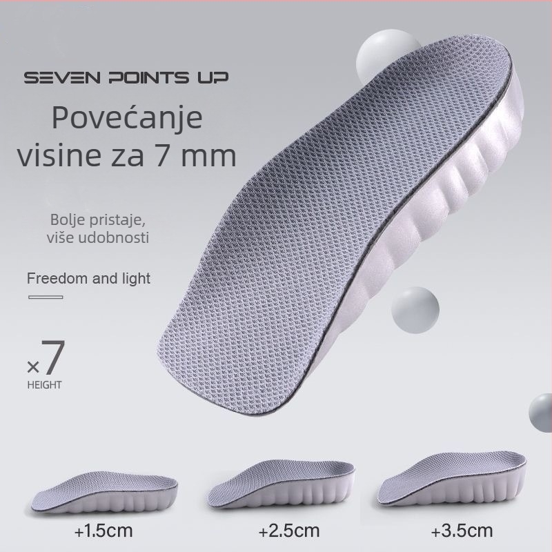 EVA potplat za povećanje visine, polu-uložak, prozračan, nevidljiv, može se izrezati, ublažava udarce u peti