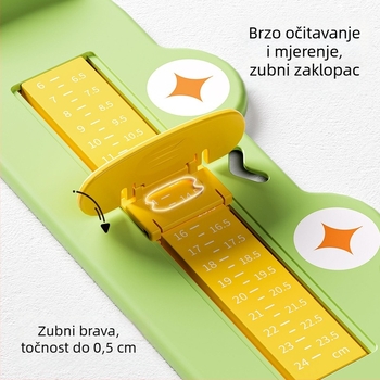 Mjerač duljine djetetova stopala – precizan kućni alat za mjerenje duljine stopala za djecu od 0 do 10 godina (ABS plastika; jedno pakiranje; Shield Dad; Cartoon Paradise)