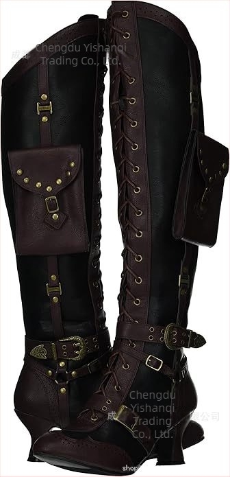 Srednjovjekovne retro čizme za cosplay: retro stil, oštar nos, visoke potpetice 6–8 cm, PU gornji dio, gumena podplat, bočni zatvarač