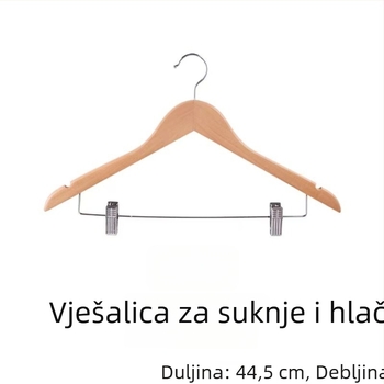 Držač za odjeću od lotosovog drveta — ručna izrada, bezšivni dizajn, debeli, protuklizni rameni, mogućnost prilagodbe