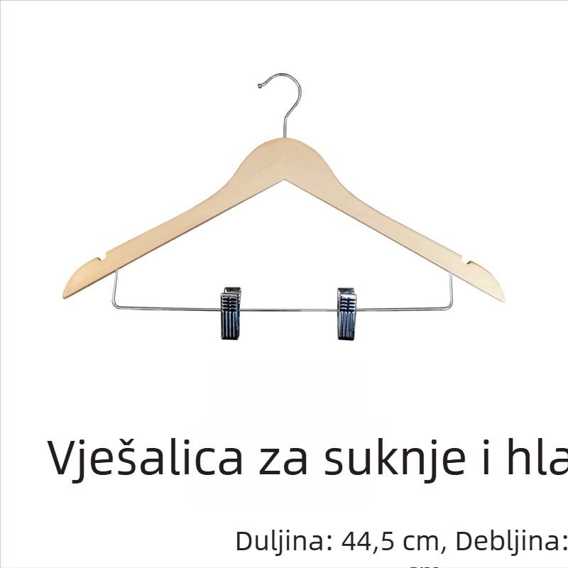 Držač za odjeću od lotosovog drveta — ručna izrada, bezšivni dizajn, debeli, protuklizni rameni, mogućnost prilagodbe